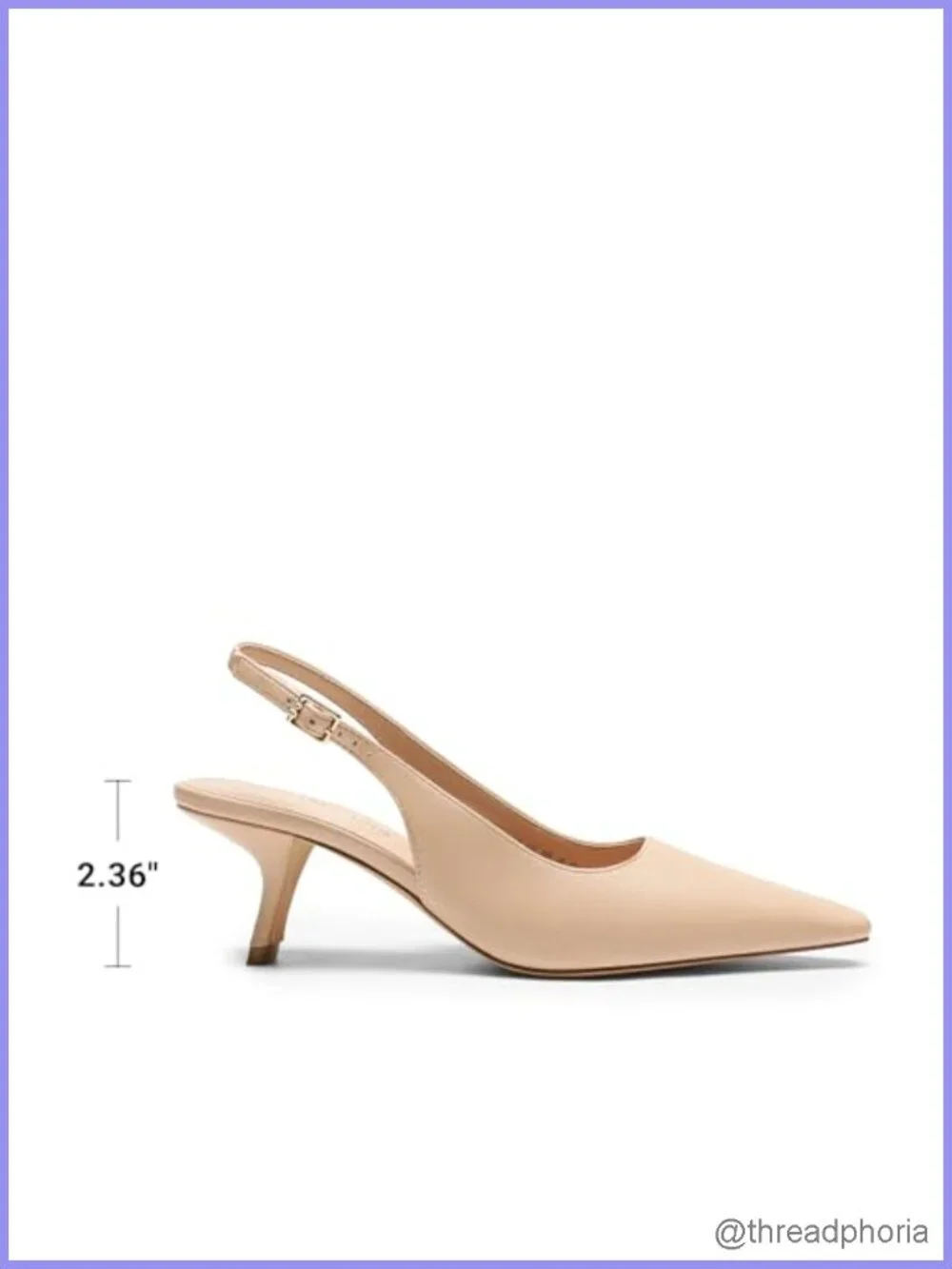Faux Leather Slingback Kitten Heel Pumps - Pointed Toe Low Heel Dress Shoes